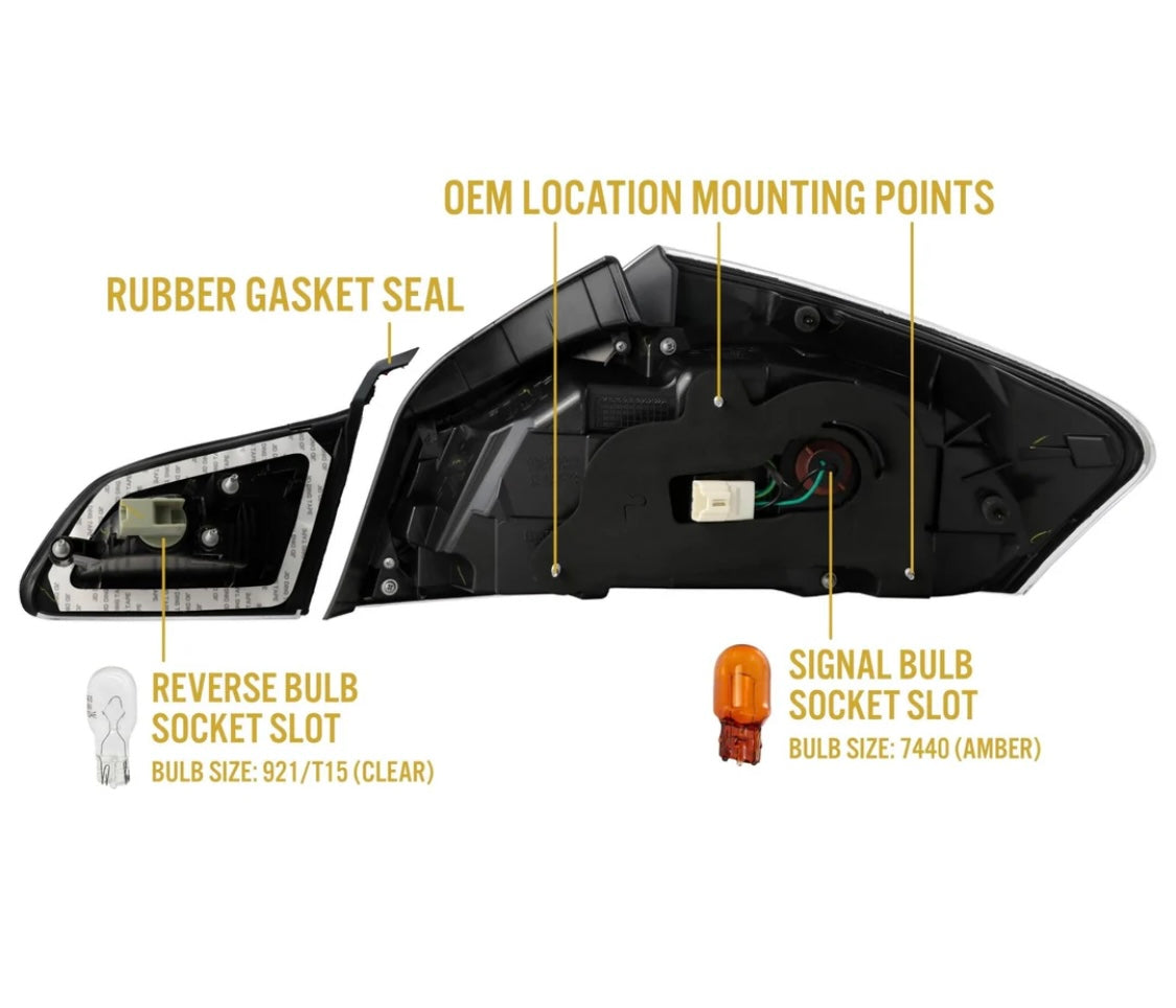 2007-2013 Infiniti G35 4D, 2009-2013 G37 4D & 2015 Q40 4D Sedan All Clear Lens LED Tail Lights