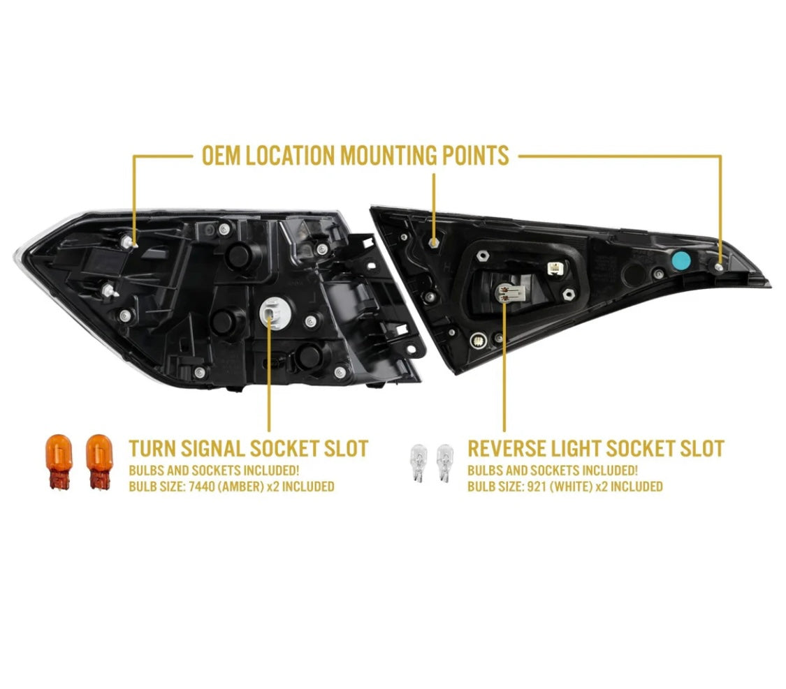 2022-2025 Honda Civic 4D Sedan OE Style Black Housing All Clear Lens With Built In Red LED Bars 4PC Tail Lights
