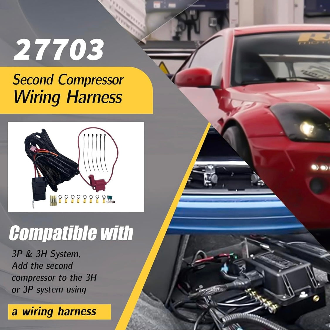 27703 Wiring Harness for Second Compressor, Compatible with 3P & 3H Systems, Add a Compressor with Required Harness Kit for Installation