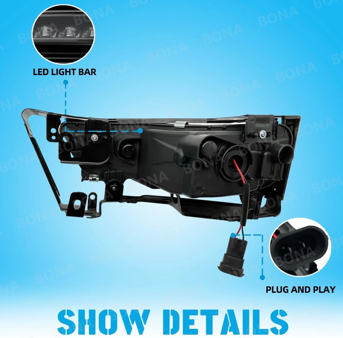 Fog Lights LED Front Bumper Lamps For 2013-2015 Honda Accord 4 DR Sedan+Wiring