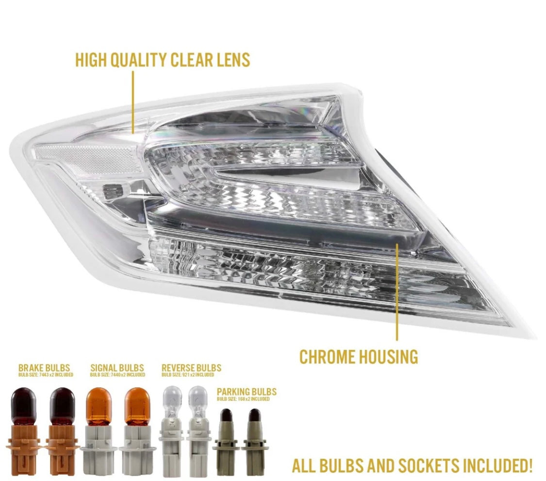2014-2015 Honda Civic 2 Door Coupe & SI All Clear Lens Tail Lights