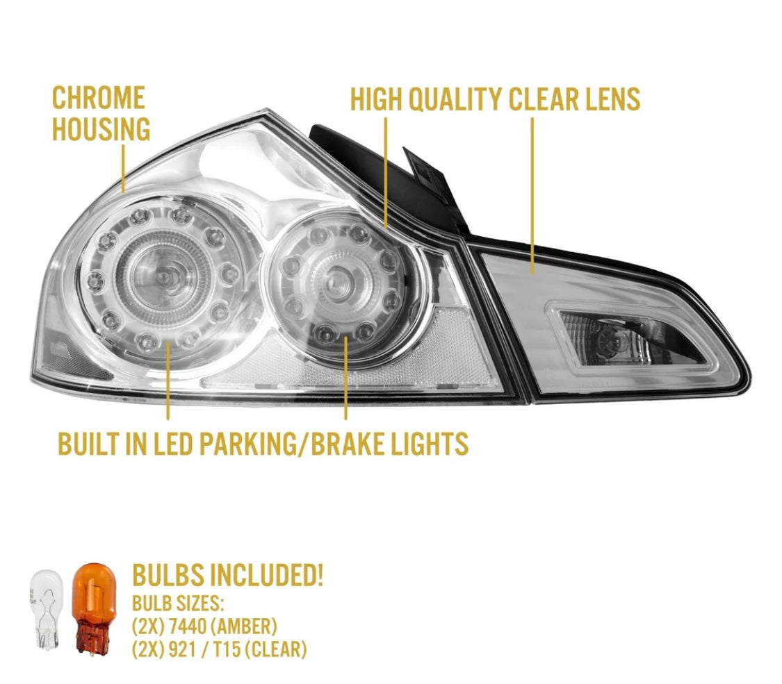 2007-2013 Infiniti G35 4D, 2009-2013 G37 4D & 2015 Q40 4D Sedan All Clear Lens LED Tail Lights