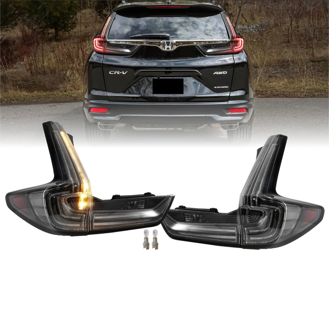 2017-2022 Honda CR-V Black Housing Clear Lens LED 4 Piece Tail Lights
