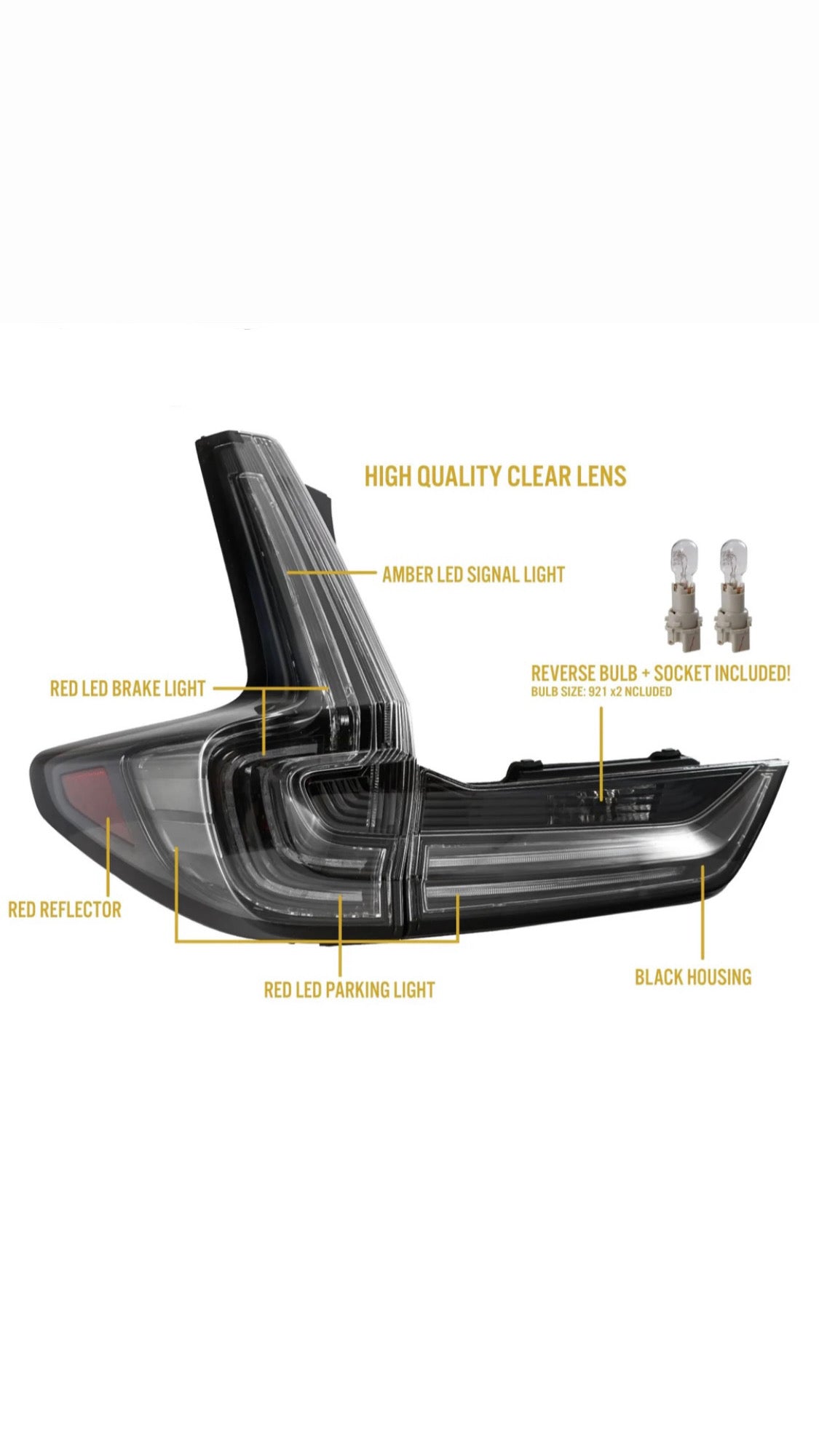 2017-2022 Honda CR-V Black Housing Clear Lens LED 4 Piece Tail Lights