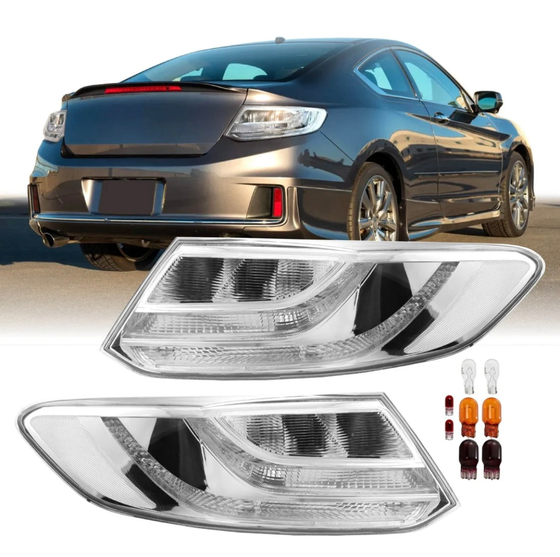2013-2015 Honda Accord 2D Coupe All Clear Lens Tail Light