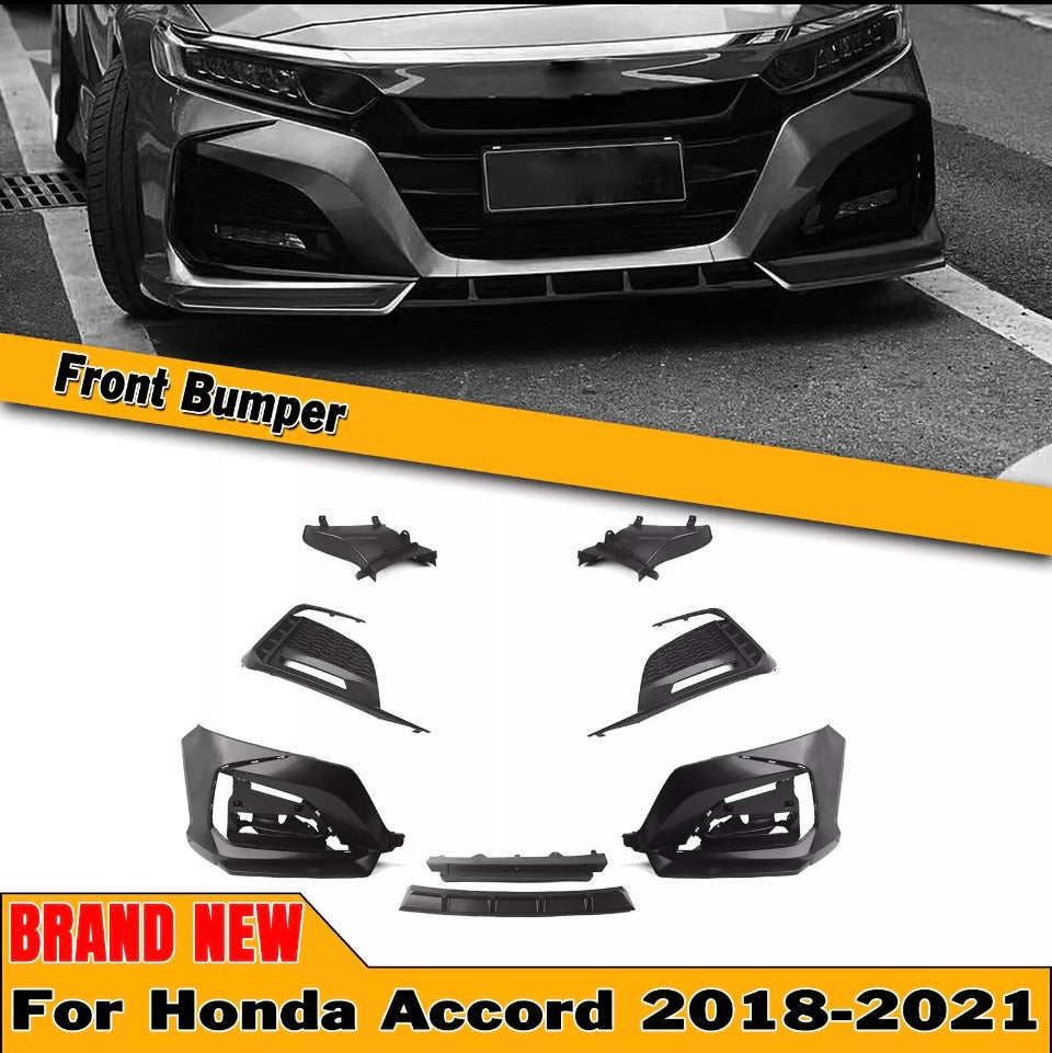 YOFER front bumper trim for the 10th-generation Honda Accord (2018-2021), available only in gloss black.