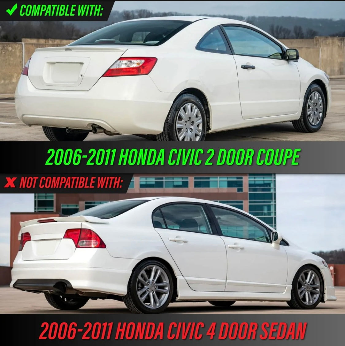 2006-2011 Honda Civic 2 Door Coupe All Clear Lens Tail Lights