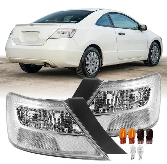 2006-2011 Honda Civic 2 Door Coupe All Clear Lens Tail Lights