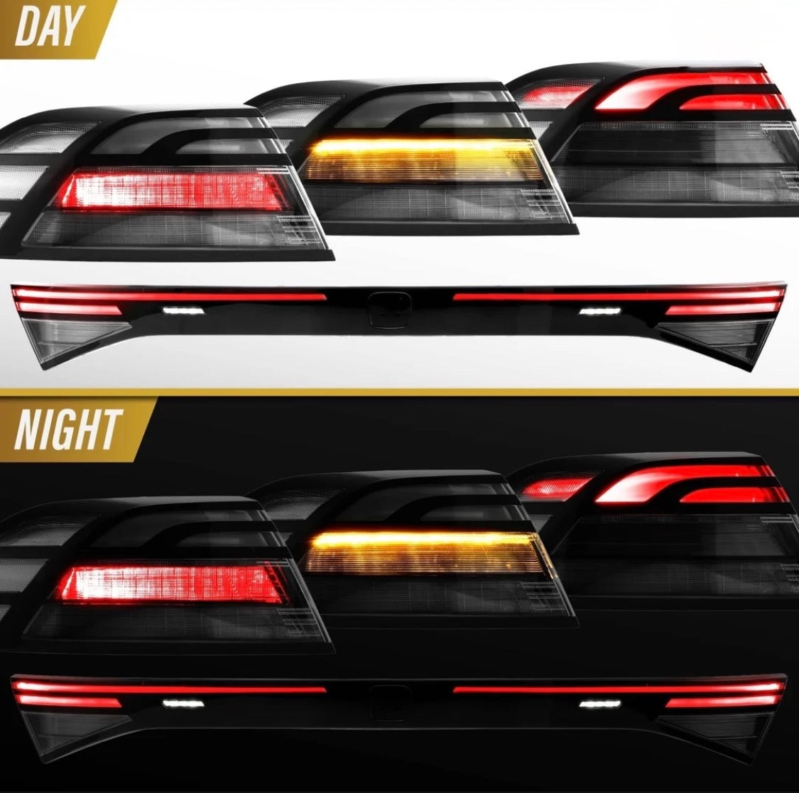 2023-2026 Honda Accord 4D Sedan Black Housing All Clear Lens Full LED 3PC Tail Lights