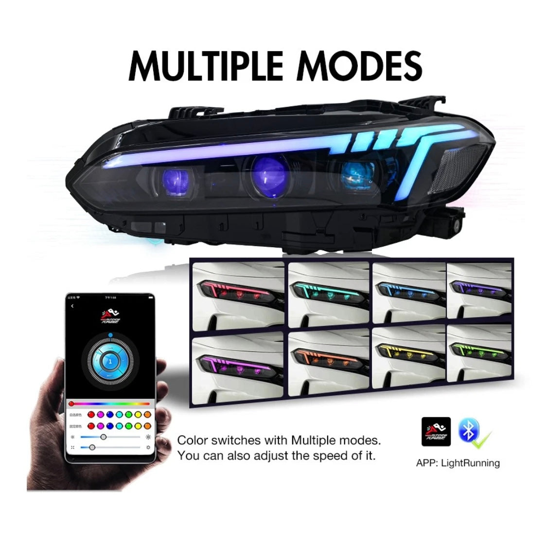 Pair RGB LED Headlights For Honda Civic 11th Gen 2022-2025 Front Lamp Sequential