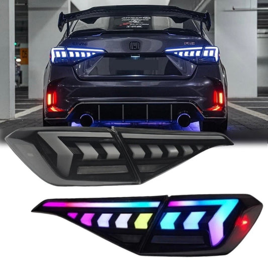 Smoked RGB LED Tail Lights for 2022-2026 Honda Civic Sedan 11th Gen Rear Light