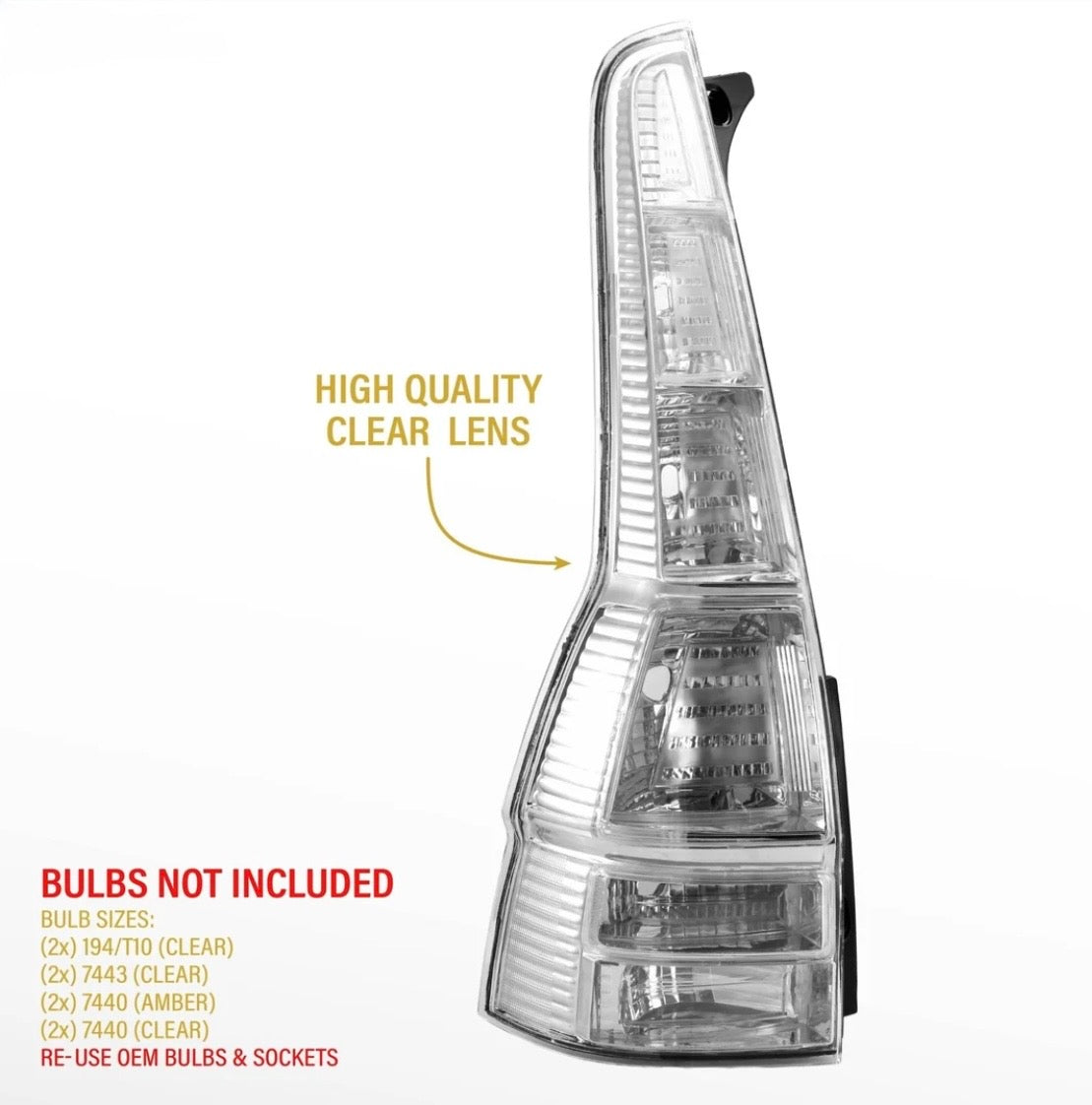 2007-2011 Honda CR-V CRV 4D SUV All Clear Lens Tail Lights
