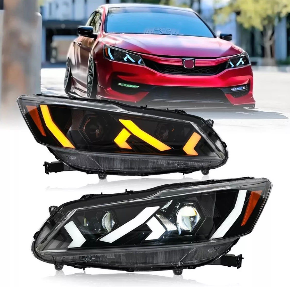 LED Headlights for Honda Accord 9th Gen 2016 2017 Front Lamps Sequential