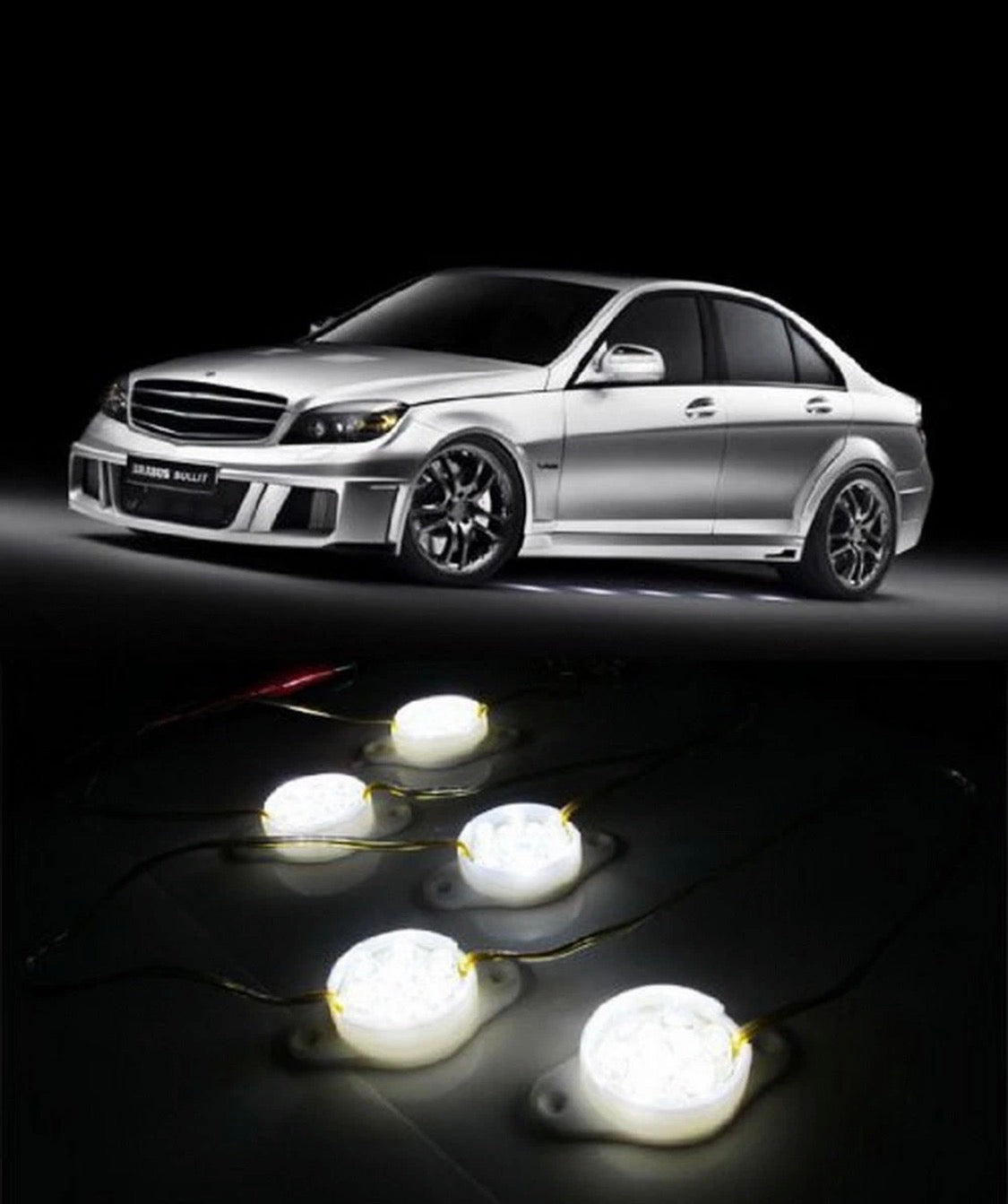White 95" Brabus Style 45-LED Lights Under Car Puddle Lighting Ground Effect Kit