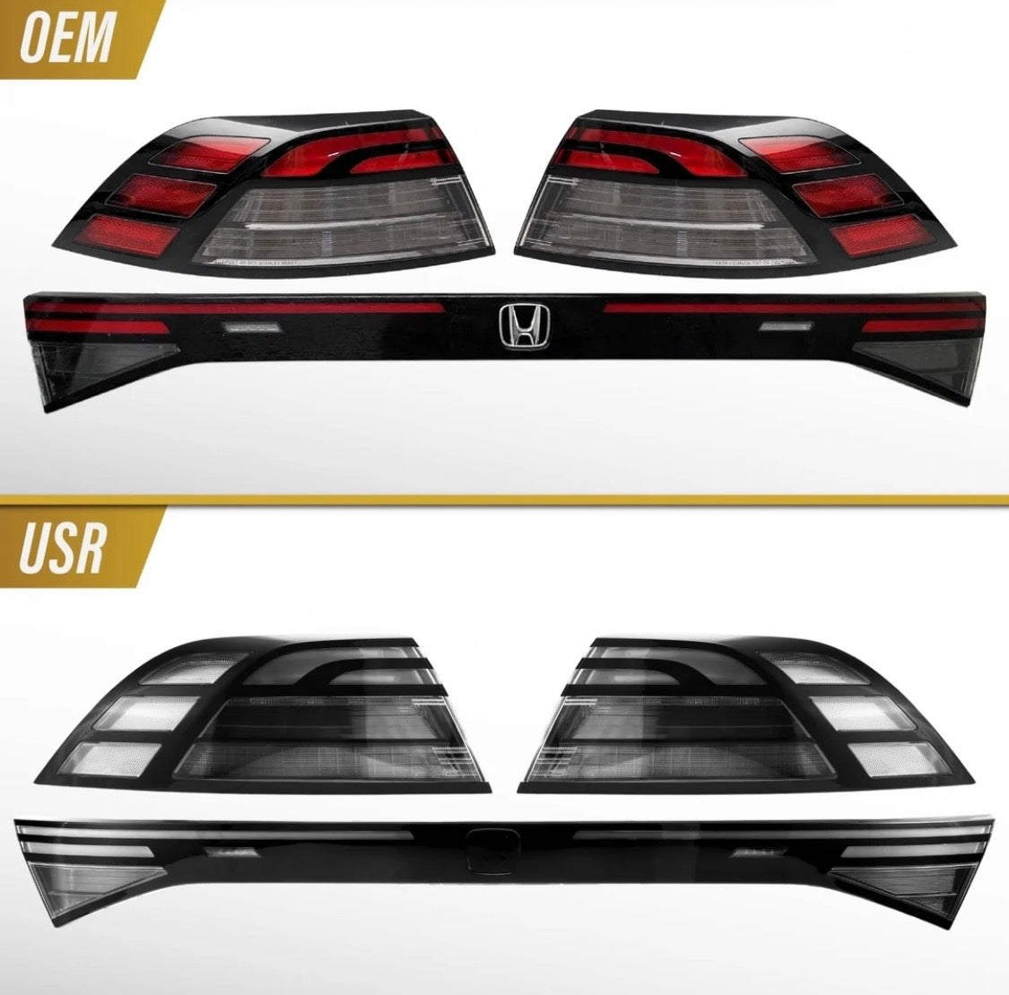 2023-2026 Honda Accord 4D Sedan Black Housing All Clear Lens Full LED 3PC Tail Lights