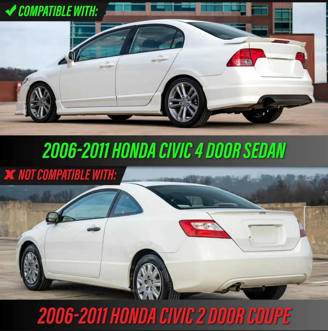 2006-2011 Honda Civic 4D Sedan Euro Spec 4PC All Clear Tail Lights