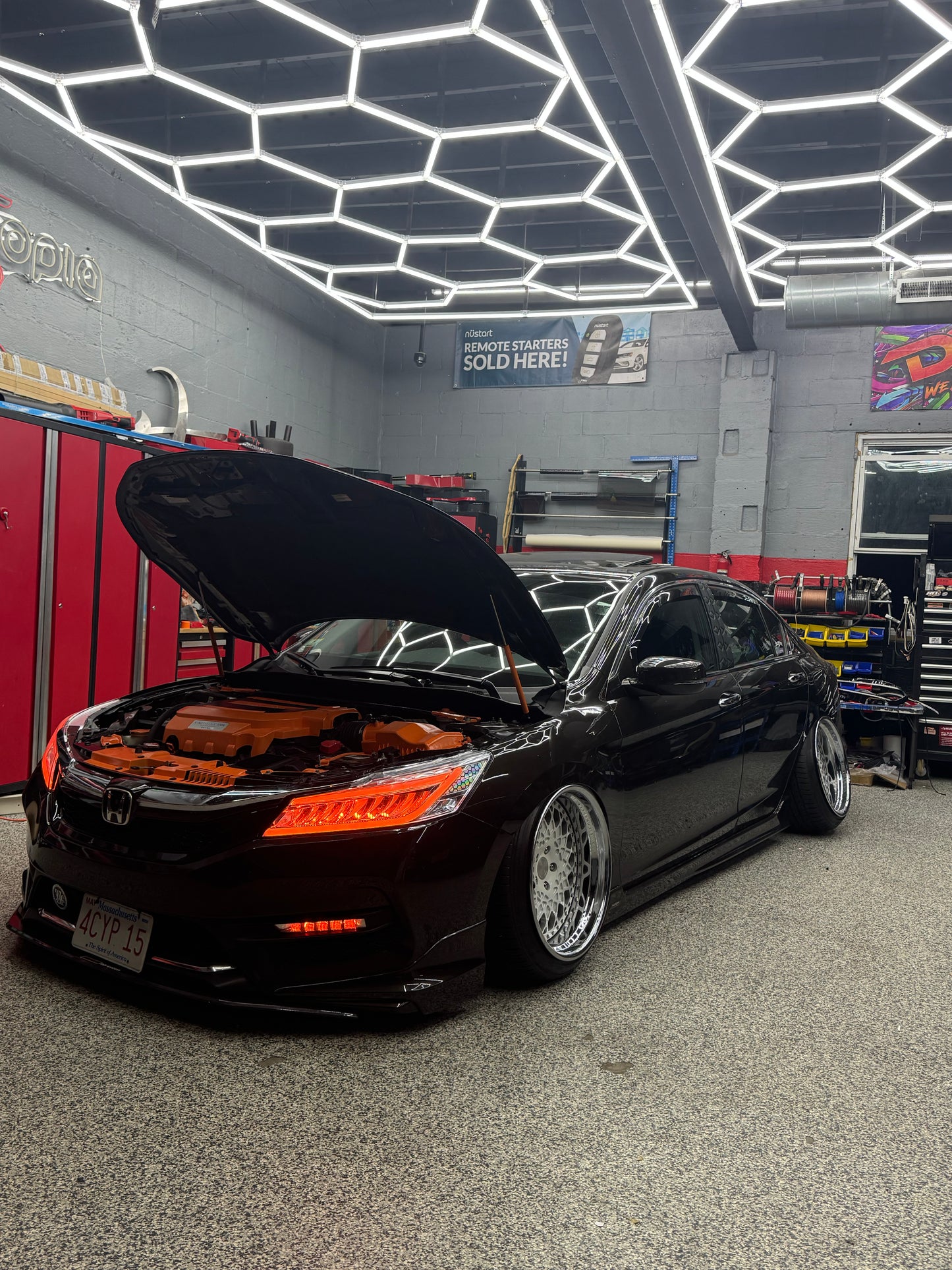 Complete set of custom headlights and fog lights for the 2013-2017 Honda Accord.