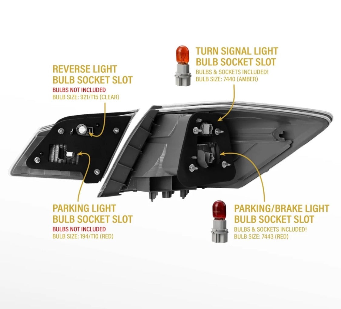 2013-2015 Honda Accord 4D Sedan All Clear Lens Halogen Tail Lights