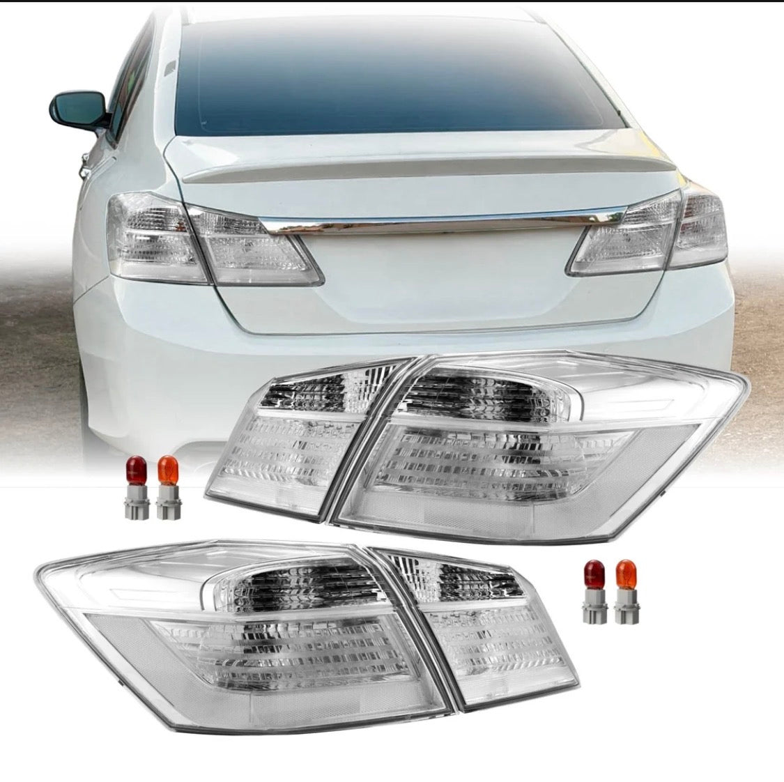 2013-2015 Honda Accord 4D Sedan All Clear Lens Halogen Tail Lights