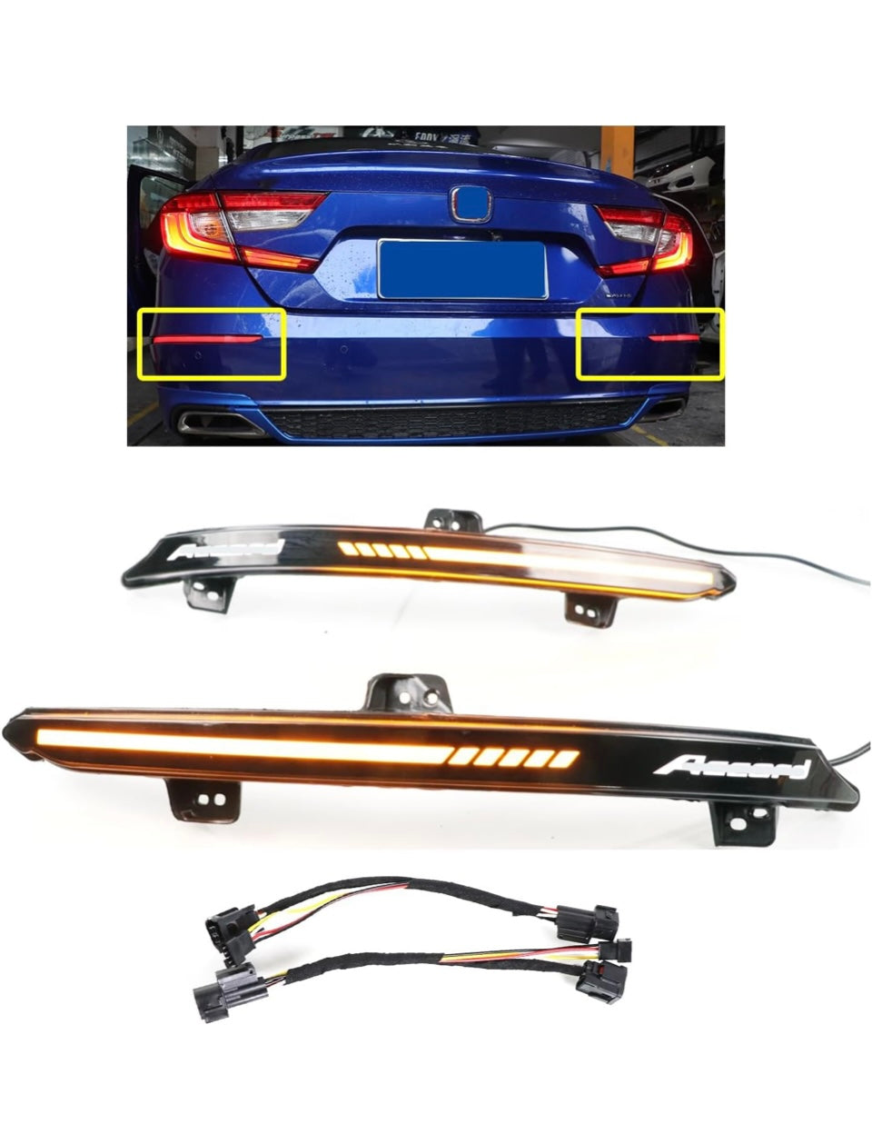 Luz de parachoques LED trasera compatible con Honda Accord 2018-2023 Reflector trasero, luces traseras, lámparas