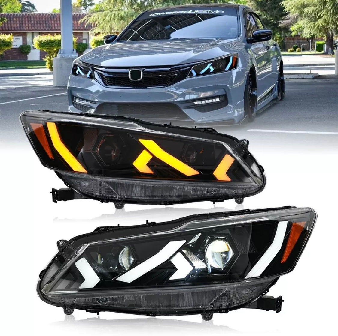 LED Headlights for Honda Accord 9th Gen 2016 2017 Front Lamps Sequential