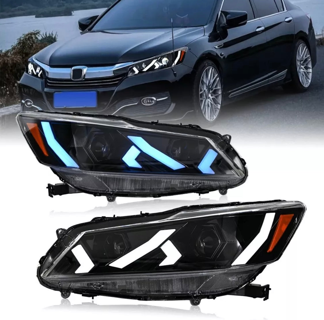 LED Headlights for Honda Accord 9th Gen 2016 2017 Front Lamps Sequential
