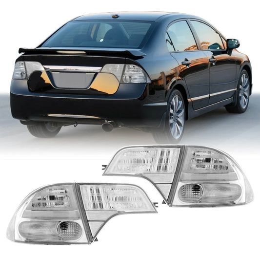 2006-2011 Honda Civic 4D Sedan Euro Spec 4PC All Clear Tail Lights