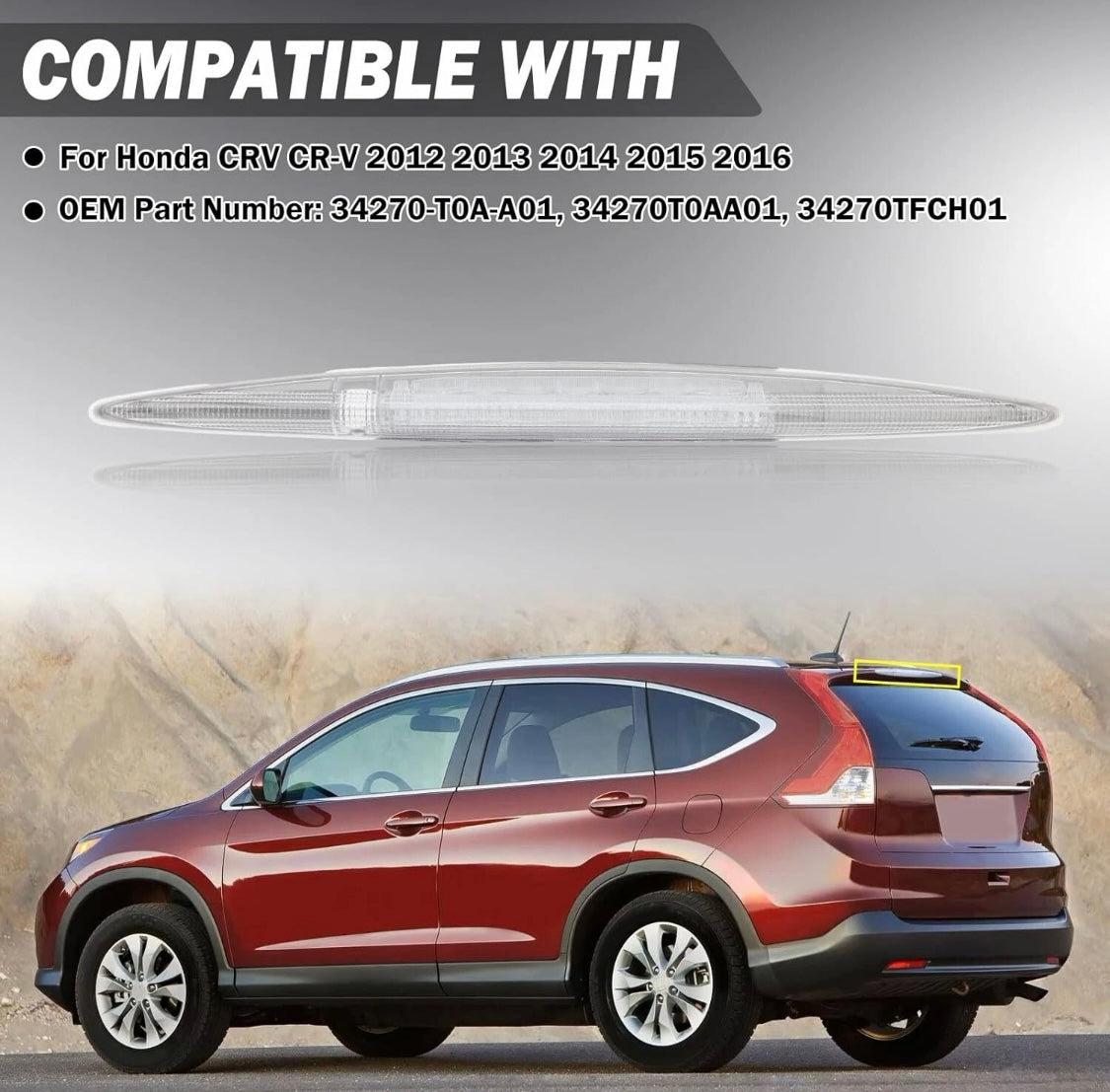 Rear High Mount 3rd Brake Tail Light Lamp For Honda CR-V 2012 2013 2014-2016