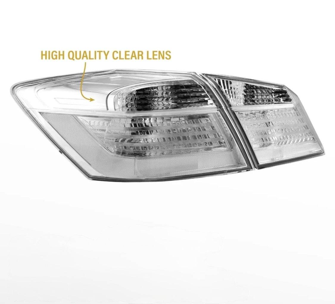 2013-2015 Honda Accord 4D Sedan All Clear Lens Halogen Tail Lights