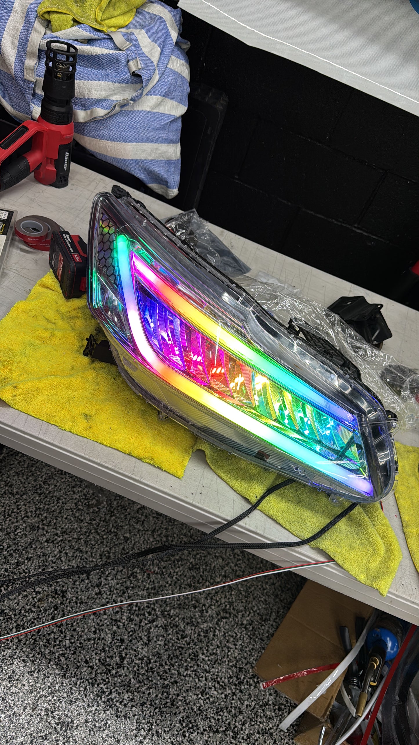 Complete set of custom headlights and fog lights for the 2013-2017 Honda Accord.