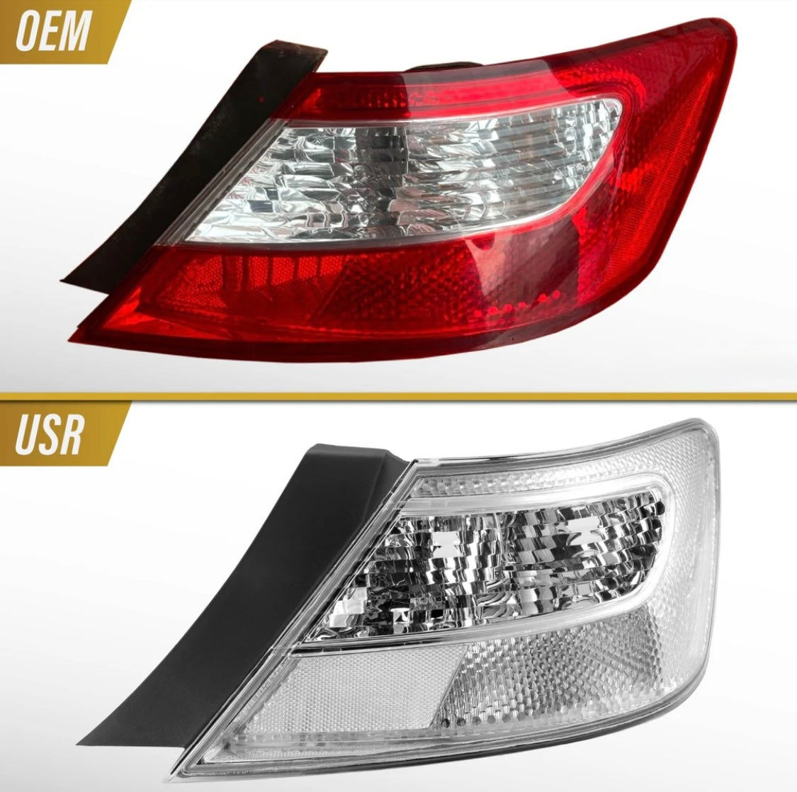 2006-2011 Honda Civic 2 Door Coupe All Clear Lens Tail Lights