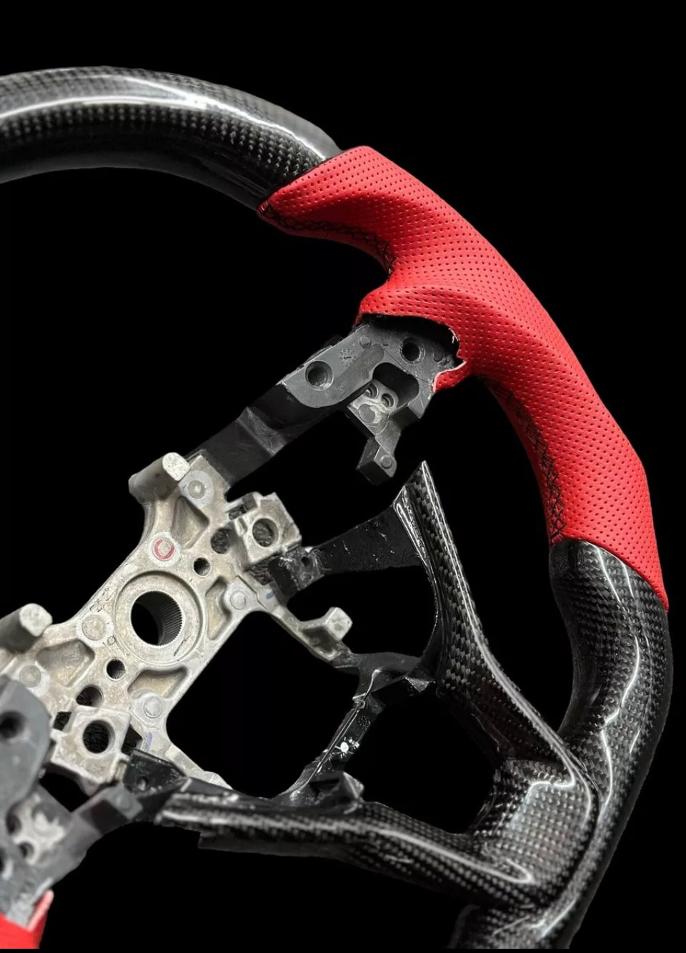 Real Carbon fiber steering wheel Honda Accord 10th  2018 ~ 2022  Red Leather