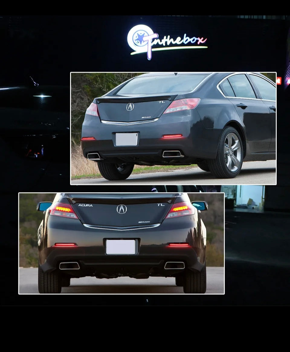 Red oh Smoked LED Rear Bumper Reflector Tail Brake Signal Lights for Acura TL 2012-14