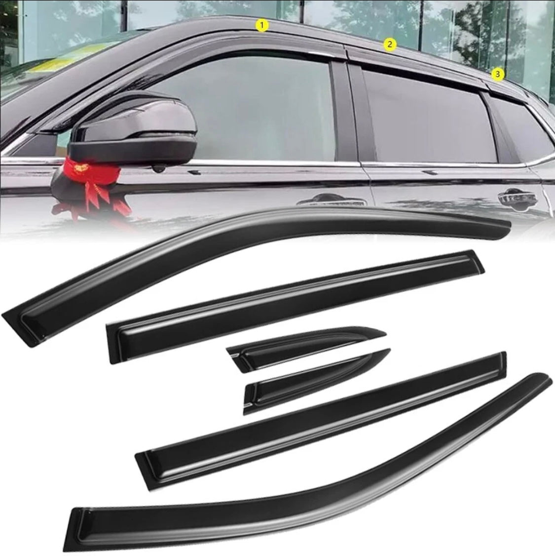 For 2023-2025 Honda CR-V CRV 6Pcs Black Window Visors Vent Shade Sun Rain Guards