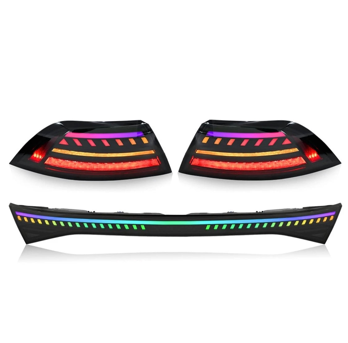 Set of RGB LED taillights + central light for Honda Accord 2023-2025 with sequential turn signals.