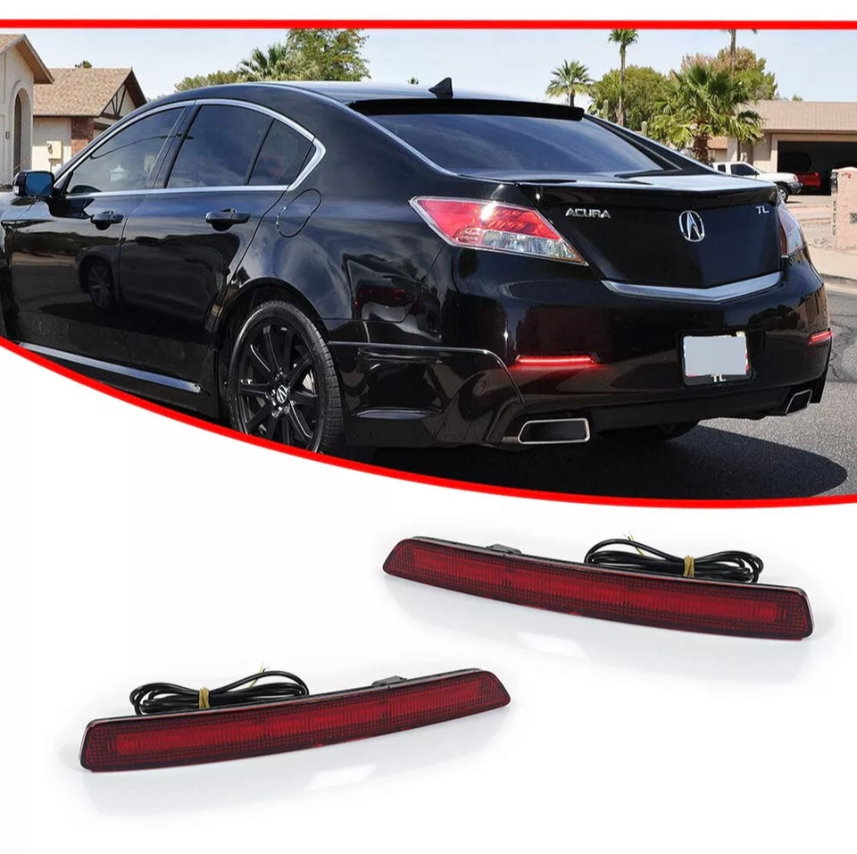 Red oh Smoked LED Rear Bumper Reflector Tail Brake Signal Lights for Acura TL 2012-14
