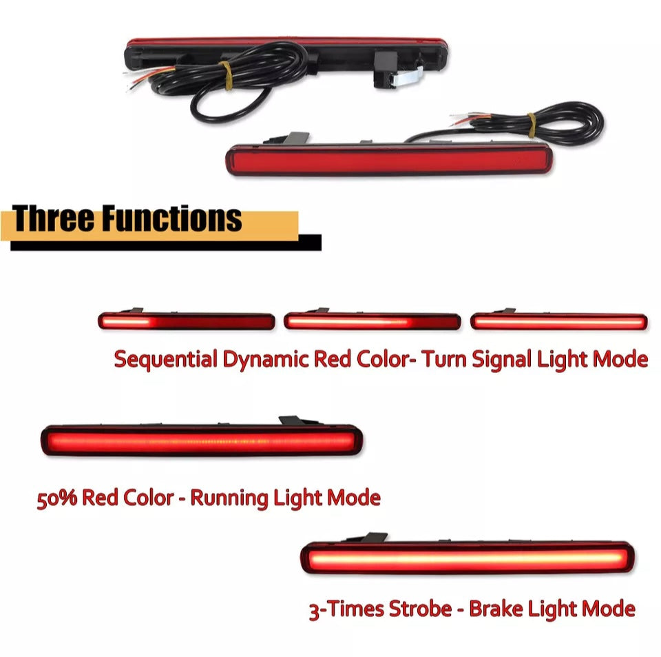 Red LED Bumper Reflector Tail Brake Lights Rear Foglight For 2009-2014 Acura TSX