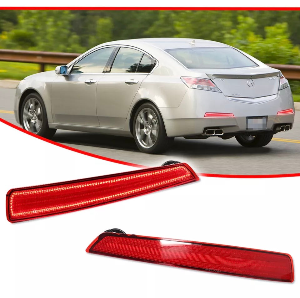 Smoked & Red LED Rear Bumper Reflector Tail Brake Signal Lights for ACURA TL 2009-2011