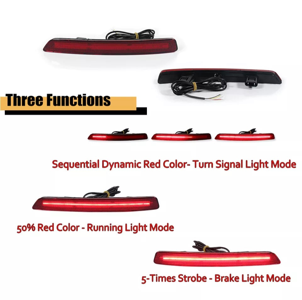 Red oh Smoked LED Rear Bumper Reflector Tail Brake Signal Lights for Acura TL 2012-14