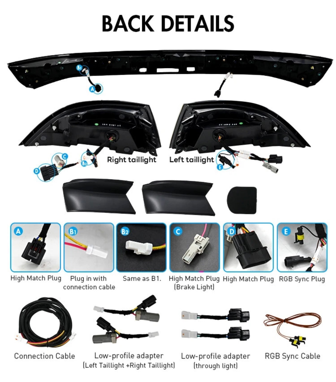 Set of RGB LED taillights + central light for Honda Accord 2023-2025 with sequential turn signals.