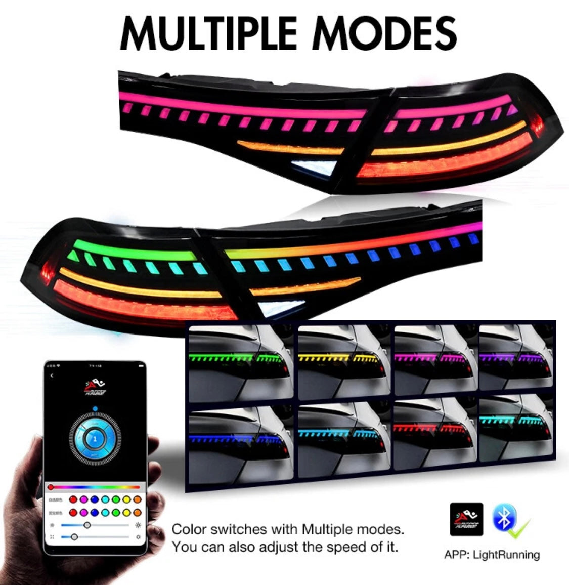 Set of RGB LED taillights + central light for Honda Accord 2023-2025 with sequential turn signals.