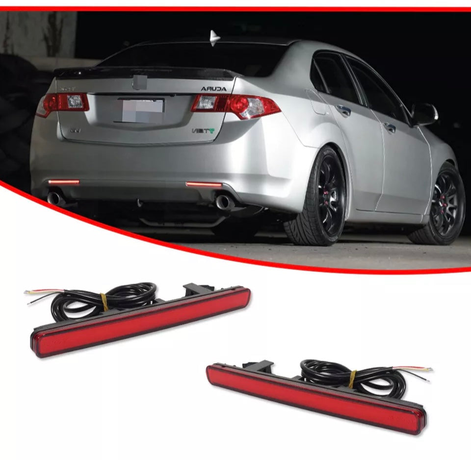 Red LED Bumper Reflector Tail Brake Lights Rear Foglight For 2009-2014 Acura TSX