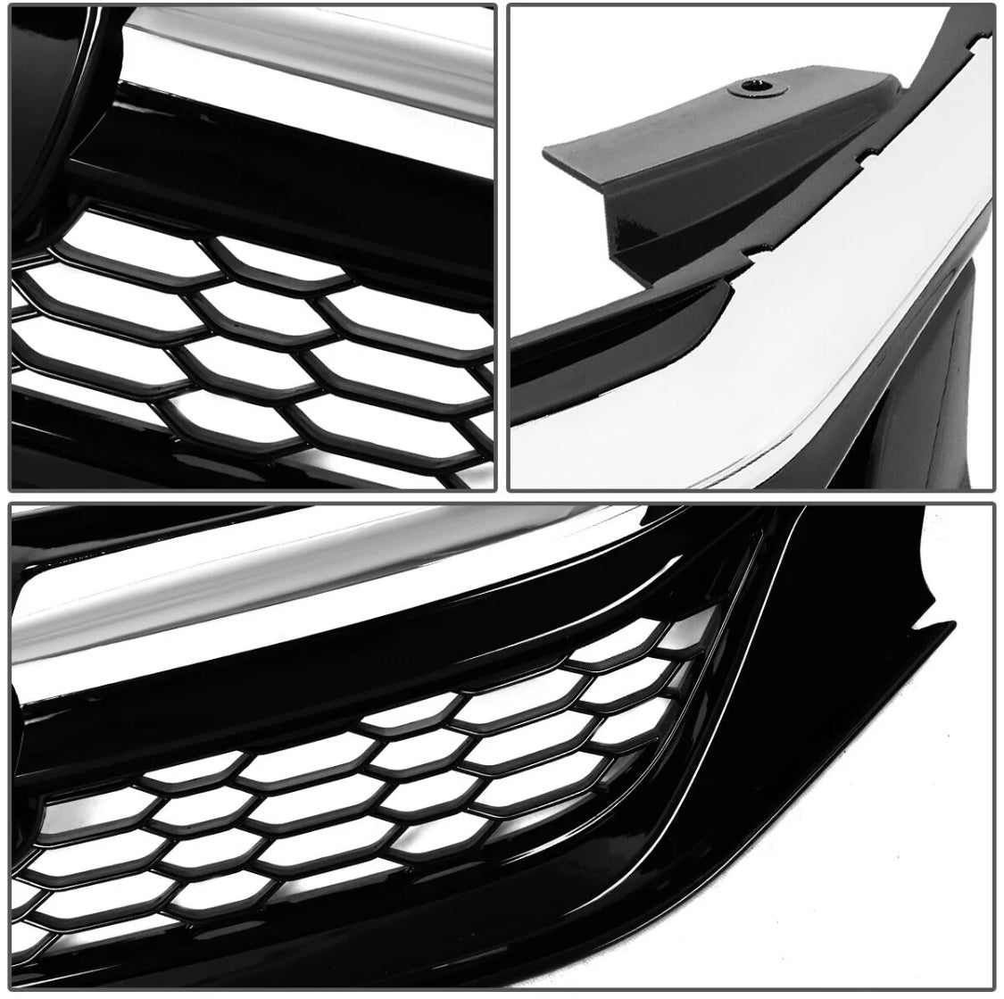 For 2016-2017 9th Gen Honda Accord Sedan Chrome Black JDM Sport Style Front Grille