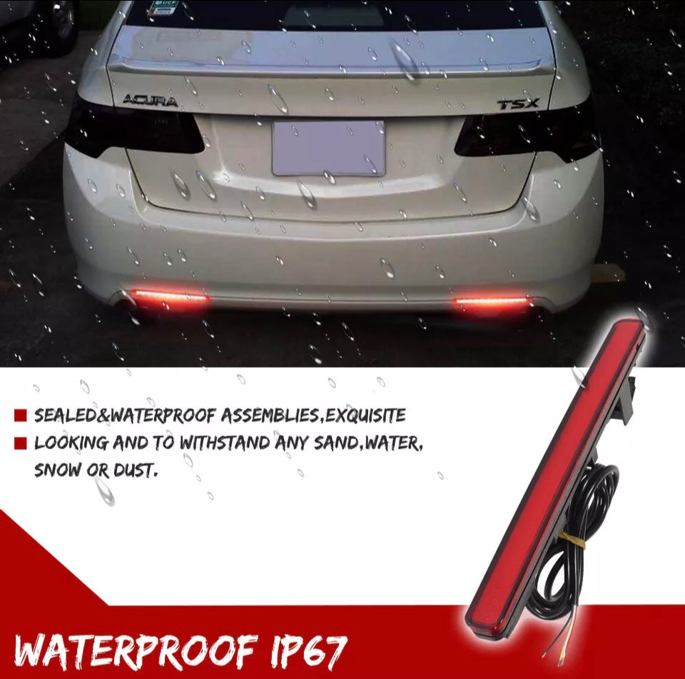 Red LED Bumper Reflector Tail Brake Lights Rear Foglight For 2009-2014 Acura TSX