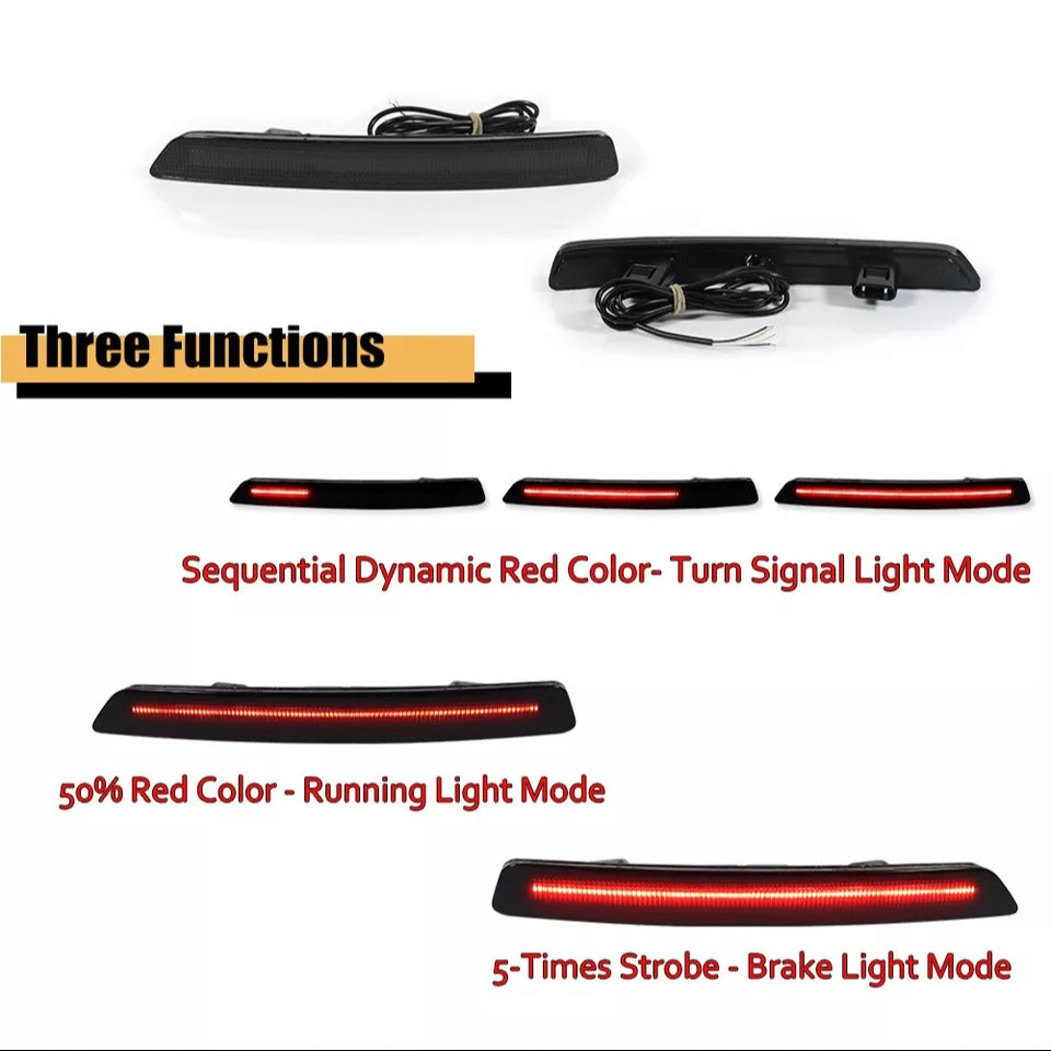 Red oh Smoked LED Rear Bumper Reflector Tail Brake Signal Lights for Acura TL 2012-14