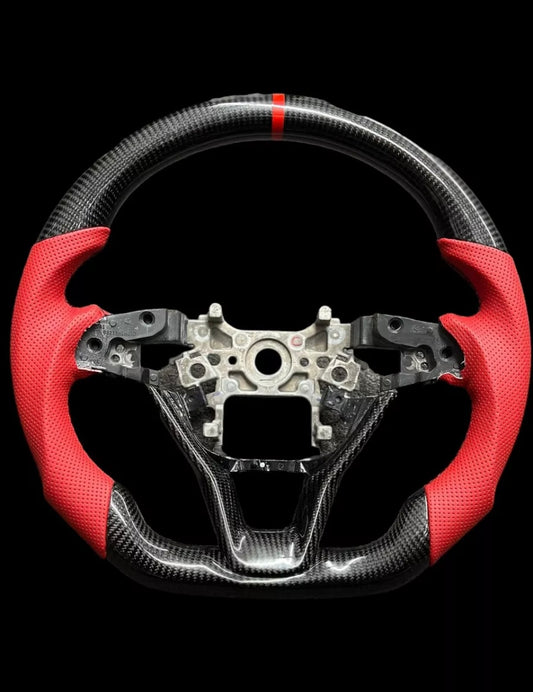 Real Carbon fiber steering wheel Honda Accord 10th  2018 ~ 2022  Red Leather