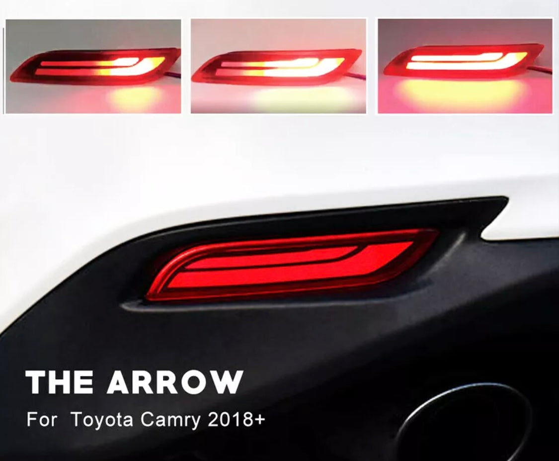 Red LED Bumper Reflector Tail Brake Signal Lamp Foglights For 18-24 Toyota Camry