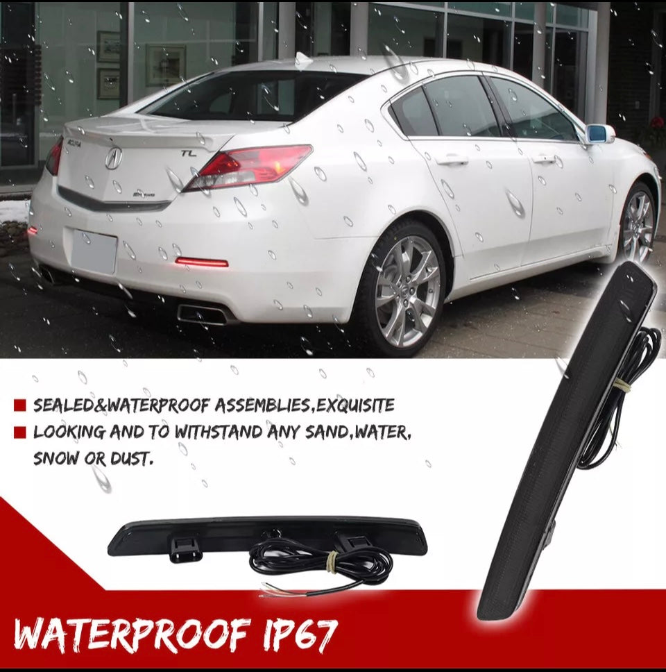 Red oh Smoked LED Rear Bumper Reflector Tail Brake Signal Lights for Acura TL 2012-14