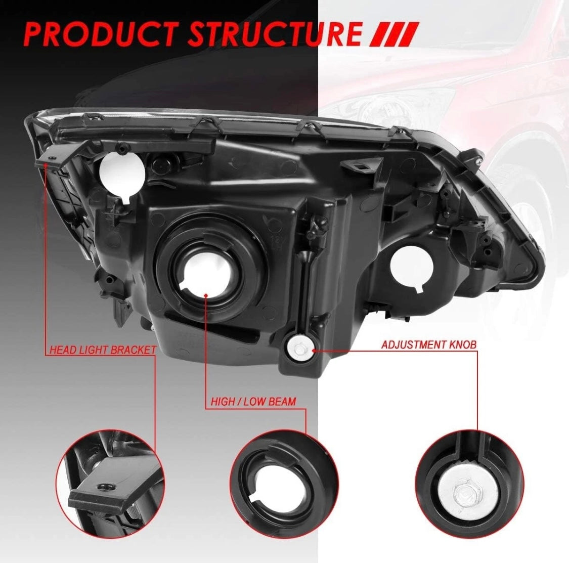 Fully clear headlights for Honda CR-V CRV from 2007, 2008, 2009, 2010 and 2011 (left and right).