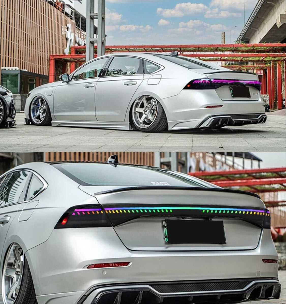 Set of RGB LED taillights + central light for Honda Accord 2023-2025 with sequential turn signals.